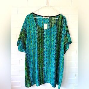 Multi colour, bright, short sleeve blouse, size 2X